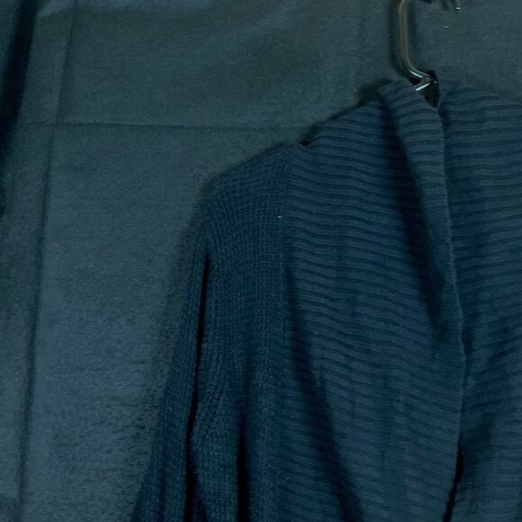 Express Womens Sweater Black Cardigan Open Front Knit Long Sleeve 100% Cotton M - Picture 4 of 12